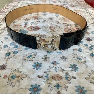 W. Kleinberg Black Alligator Belt with Double-Ring Buckle